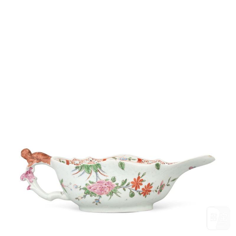 A remarkable Vauxhall sauceboat, circa 1755-56
